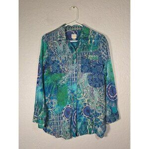 Chicos Women’s Size Small (0) Long Sleeve Button Down Shirt - Multicolor Pastel